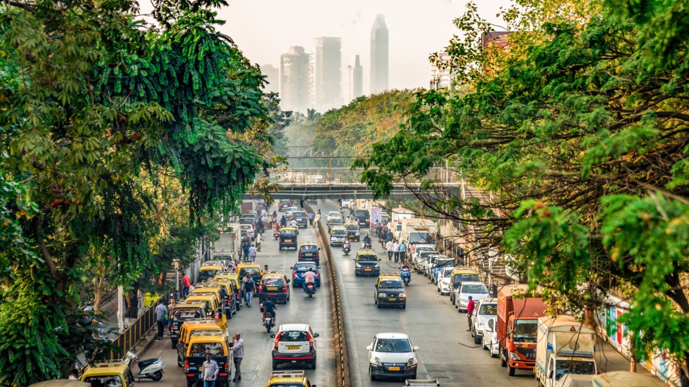 Befahrene Strasse in Indien