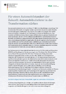 Für einen Automobilstandort der Zukunft: Automobilzulieferer in der Transformation stärken
